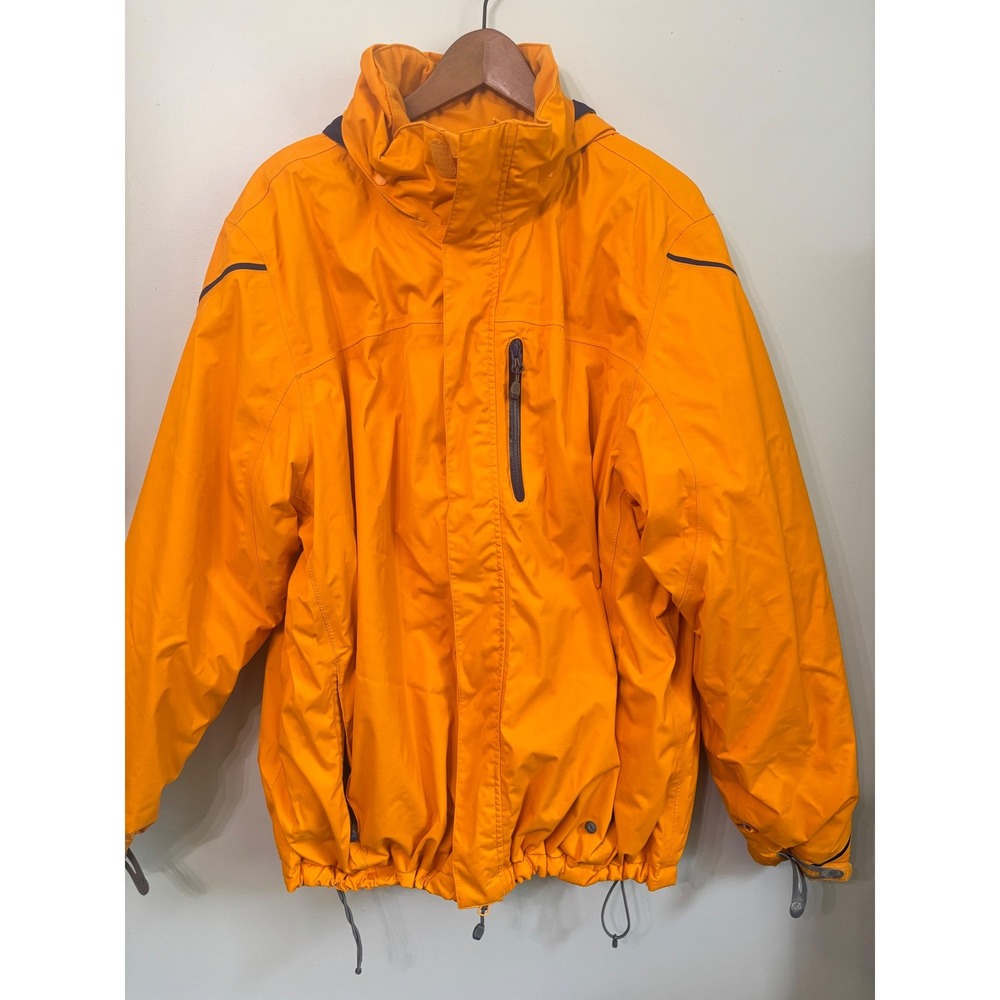 Lands End Mens XL Orange Squall Jacket Hooded Full Zip Outdoor Coat 46-48